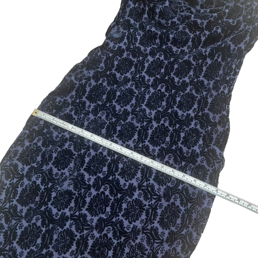 Vintage Velvet Burnout Slinky Cowl Maxi Gown Navy 4 Witchy Whimsygoth Vampire - Picture 14 of 14